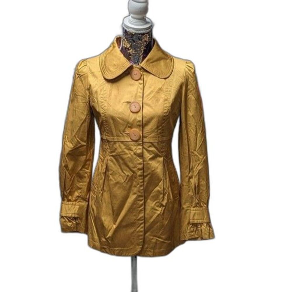 Fit & Flare‎ Peter Pan Collar Y2K Size Small Goldenrod Yellow Twill Jacket Retro